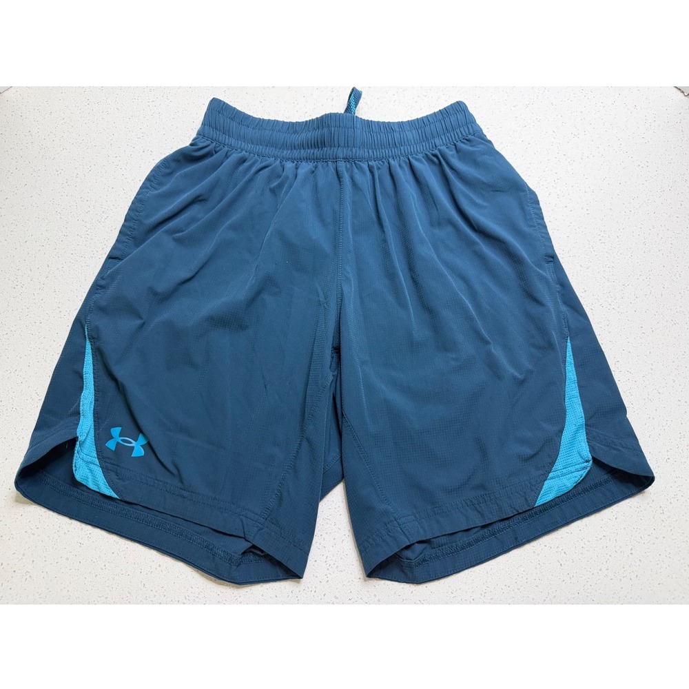 Under Armour Mens Small Teal Blue Fitted Athletic Training Gym Shorts 8in Inseam